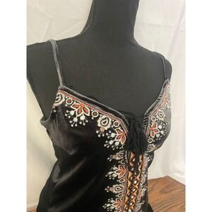AEROPOSTALE Womens‎ Black Embroidered Velvet Mini Dress Boho Chic Size S